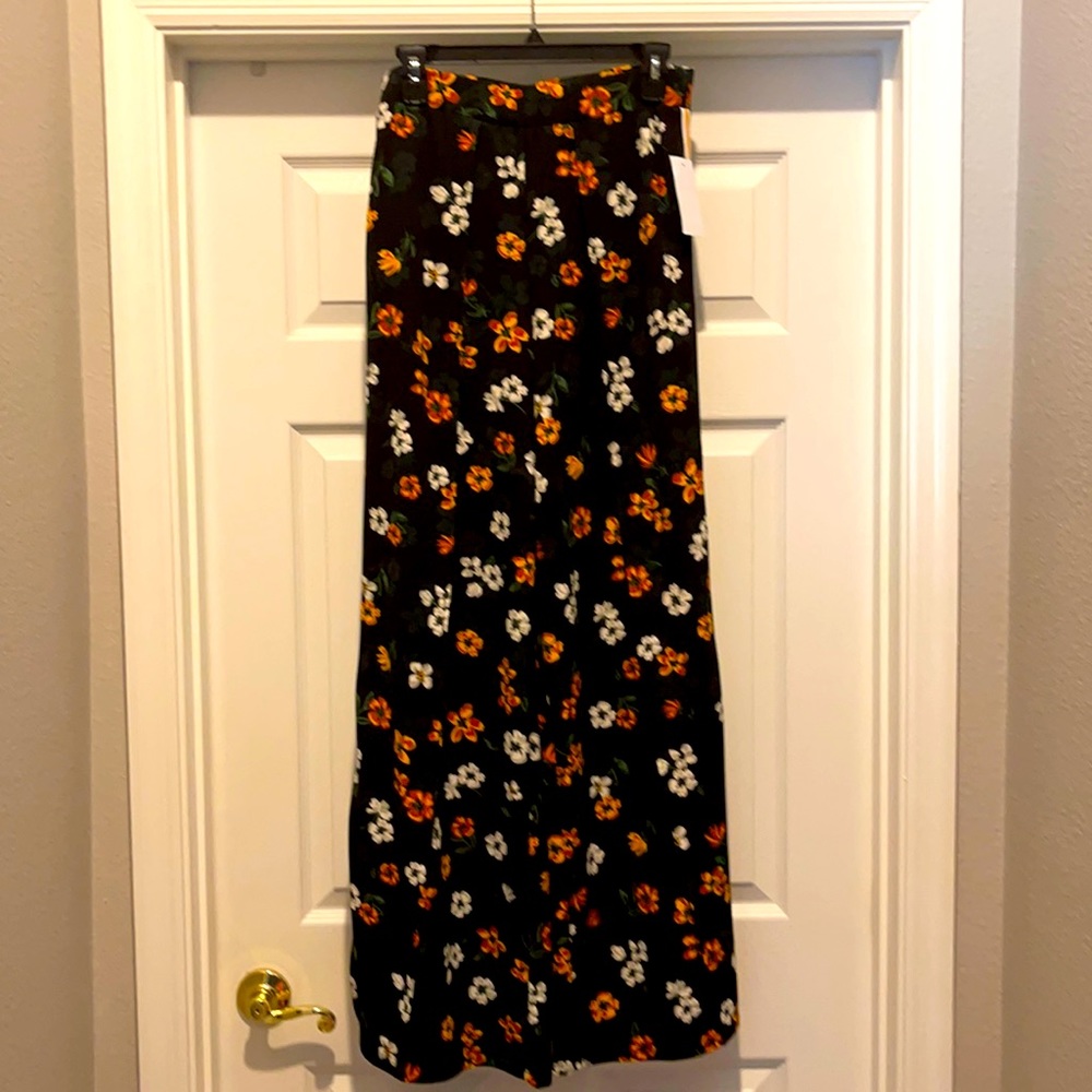 Black floral wide leg pants. Never worn